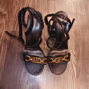 Michael Kors Black and Gold Women's Sandals